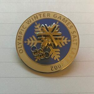 Salt Lake 2002 Olympic Winter Games Commemorative Pin - Blue and Gold